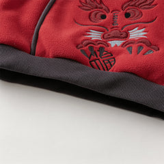 Dave&Bella Toddler Boys Playful Red Chinese-style Hooded Sweatshirt Long Pants Sets