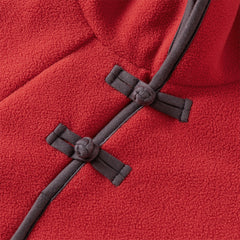 Dave&Bella Toddler Boys Playful Red Chinese-style Hooded Sweatshirt Long Pants Sets