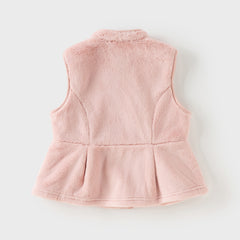 Dave&Bella Toddler Girls Autumn Sweet Pink Sleeveless Outdoor Padded Vests Tops