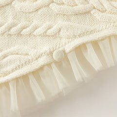 Dave&Bella Kids Girls Winter Elegant Pearl White Cape-style Knit Pullover Sweaters Tops