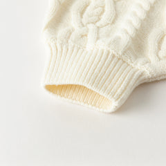 Dave&Bella Kids Girls Winter Elegant Pearl White Cape-style Knit Pullover Sweaters Tops