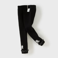 Dave&Bella Toddler Girls Grey/Black Cozy Plush-lined Daily Tights Leggings