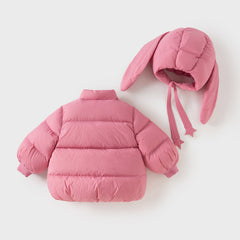 Dave&Bella Toddler Girls Winter Cute Rabbit-ear Outdoor Waterproof Cozy Down Coats