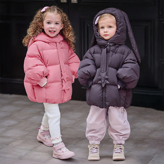 Dave&Bella Toddler Girls Winter Cute Rabbit-ear Outdoor Waterproof Cozy Down Coats