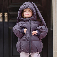 Dave&Bella Toddler Girls Winter Cute Rabbit-ear Outdoor Waterproof Cozy Down Coats
