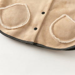 Dave&Bella Toddler Girls Warm Dark Kahki Outwear Soft Hooded Suede Coats