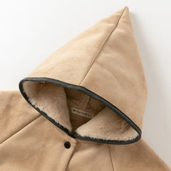 Dave&Bella Toddler Girls Warm Dark Kahki Outwear Soft Hooded Suede Coats