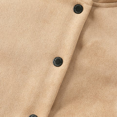 Dave&Bella Toddler Girls Warm Dark Kahki Outwear Soft Hooded Suede Coats