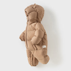 Dave&Bella Baby Girls/Boys Winter Stylish Windproof Hooded Cozy Down Rompers