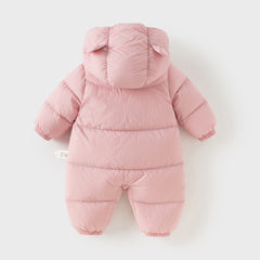 Dave&Bella Baby Girls/Boys Winter Stylish Windproof Hooded Cozy Down Rompers