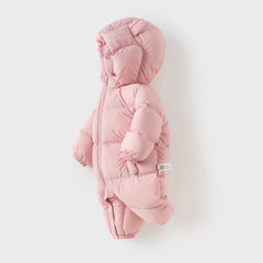 Dave&Bella Baby Girls/Boys Winter Stylish Windproof Hooded Cozy Down Rompers