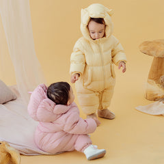 Dave&Bella Baby Girls/Boys Winter Stylish Windproof Hooded Cozy Down Rompers