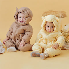 Dave&Bella Baby Girls/Boys Winter Stylish Windproof Hooded Cozy Down Rompers