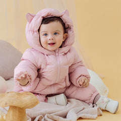 Dave&Bella Baby Girls/Boys Winter Stylish Windproof Hooded Cozy Down Rompers