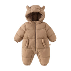 Dave&Bella Baby Girls/Boys Winter Stylish Windproof Hooded Cozy Down Rompers