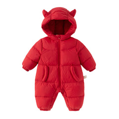 Dave&Bella Baby Girls/Boys Winter Stylish Windproof Hooded Cozy Down Rompers