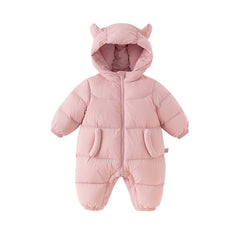 Dave&Bella Baby Girls/Boys Winter Stylish Windproof Hooded Cozy Down Rompers