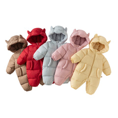 Dave&Bella Baby Girls/Boys Winter Stylish Windproof Hooded Cozy Down Rompers