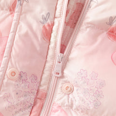 Dave&Bella Baby Girls Winter Cute Pink Strawberry Print Cozy Hooded Down Rompers