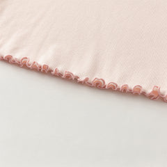 Dave&Bella Toddler Girls Beige/Pink Breathable Cotton Lace-turtle Soft T-shirt Tops