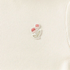 Dave&Bella Toddler Girls Beige/Pink Breathable Cotton Lace-turtle Soft T-shirt Tops