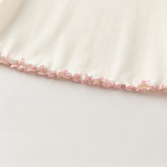 Dave&Bella Toddler Girls Beige/Pink Breathable Cotton Lace-turtle Soft T-shirt Tops