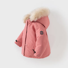Dave&Bella Kids Girls/Boys Winter Outdoor Waterproof Fur-trimed Hooded Cozy Down Coats