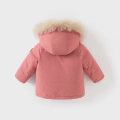 Dave&Bella Kids Girls/Boys Winter Outdoor Waterproof Fur-trimed Hooded Cozy Down Coats