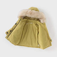 Dave&Bella Kids Girls/Boys Winter Outdoor Waterproof Fur-trimed Hooded Cozy Down Coats