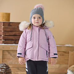 Dave&Bella Kids Girls/Boys Winter Outdoor Waterproof Fur-trimed Hooded Cozy Down Coats