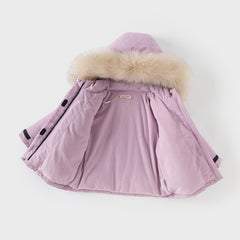 Dave&Bella Kids Girls/Boys Winter Outdoor Waterproof Fur-trimed Hooded Cozy Down Coats