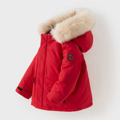 Dave&Bella Kids Girls/Boys Winter Outdoor Waterproof Fur-trimed Hooded Cozy Down Coats