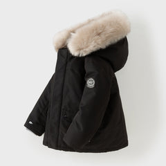 Dave&Bella Kids Girls/Boys Winter Outdoor Waterproof Fur-trimed Hooded Cozy Down Coats