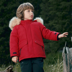 Dave&Bella Kids Girls/Boys Winter Outdoor Waterproof Fur-trimed Hooded Cozy Down Coats