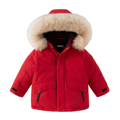 Dave&Bella Kids Girls/Boys Winter Outdoor Waterproof Fur-trimed Hooded Cozy Down Coats