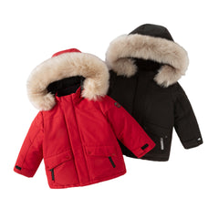 Dave&Bella Kids Girls/Boys Winter Outdoor Waterproof Fur-trimed Hooded Cozy Down Coats