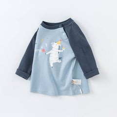Dave&Bella Toddler Boys Cotton Casual Cartoon Letter Print T-shirts