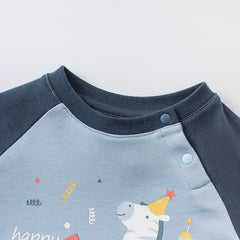 Dave&Bella Toddler Boys Cotton Casual Cartoon Letter Print T-shirts