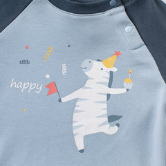 Dave&Bella Toddler Boys Cotton Casual Cartoon Letter Print T-shirts