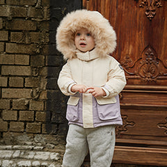 Dave&Bella Toddler Girls/Boys Winter Outdoor Outwear Soft Fur-trimmed Down Jacket