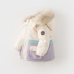 Dave&Bella Toddler Girls/Boys Winter Outdoor Outwear Soft Fur-trimmed Down Jacket