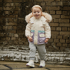 Dave&Bella Toddler Girls/Boys Winter Outdoor Outwear Soft Fur-trimmed Down Jacket