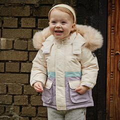 Dave&Bella Toddler Girls/Boys Winter Outdoor Outwear Soft Fur-trimmed Down Jacket
