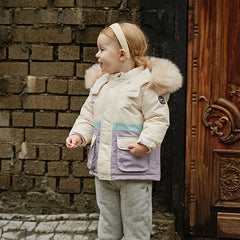 Dave&Bella Toddler Girls/Boys Winter Outdoor Outwear Soft Fur-trimmed Down Jacket