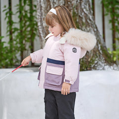 Dave&Bella Toddler Girls/Boys Winter Outdoor Outwear Soft Fur-trimmed Down Jacket