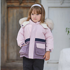 Dave&Bella Toddler Girls/Boys Winter Outdoor Outwear Soft Fur-trimmed Down Jacket