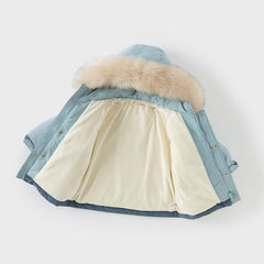 Dave&Bella Toddler Girls/Boys Winter Outdoor Outwear Soft Fur-trimmed Down Jacket