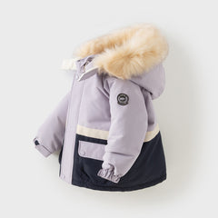 Dave&Bella Toddler Girls/Boys Winter Outdoor Outwear Soft Fur-trimmed Down Jacket