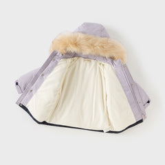 Dave&Bella Toddler Girls/Boys Winter Outdoor Outwear Soft Fur-trimmed Down Jacket