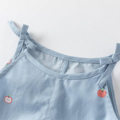 Dave&Bella Baby Girls Summer Cute Sky Blue Lightweight Cotton Rompers